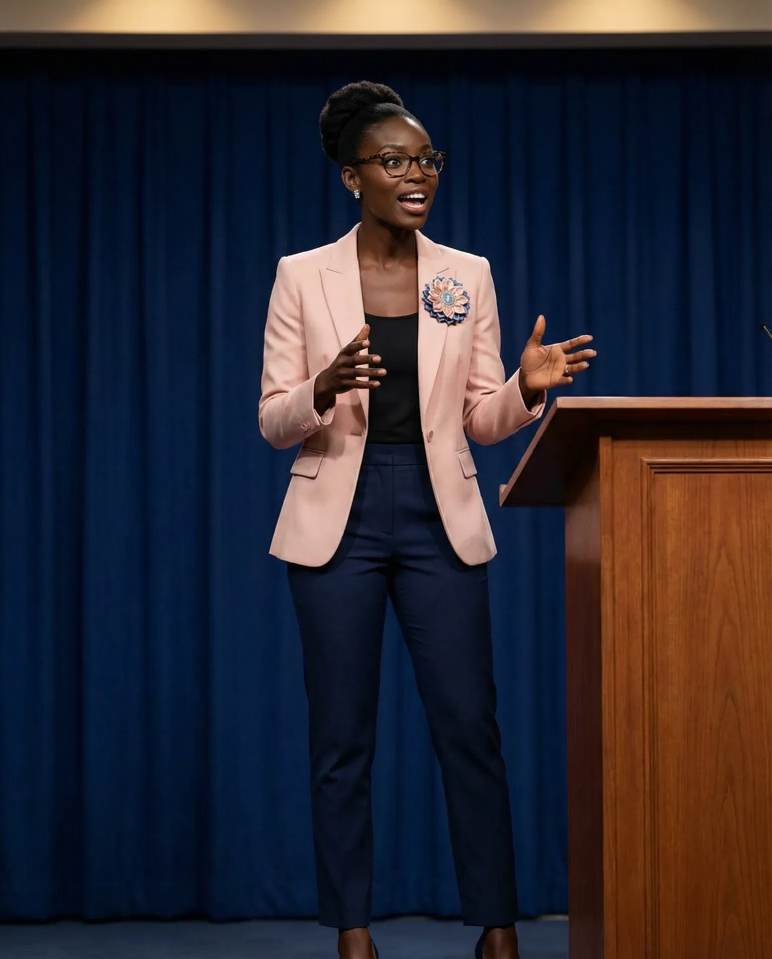 Handmade Fabric Flower Brooch alternate view