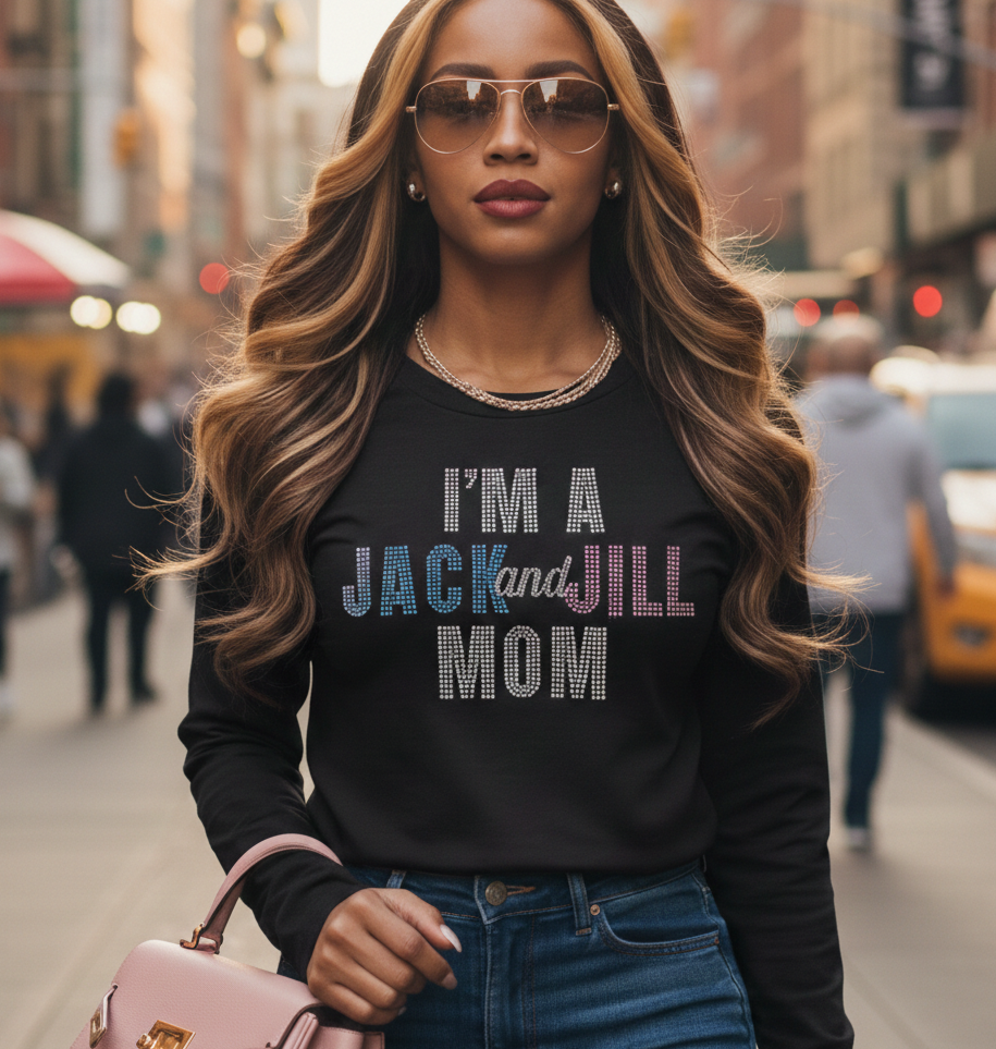 "I'm a Jack and Jill Mom" Rhinestone Tee - Image 4
