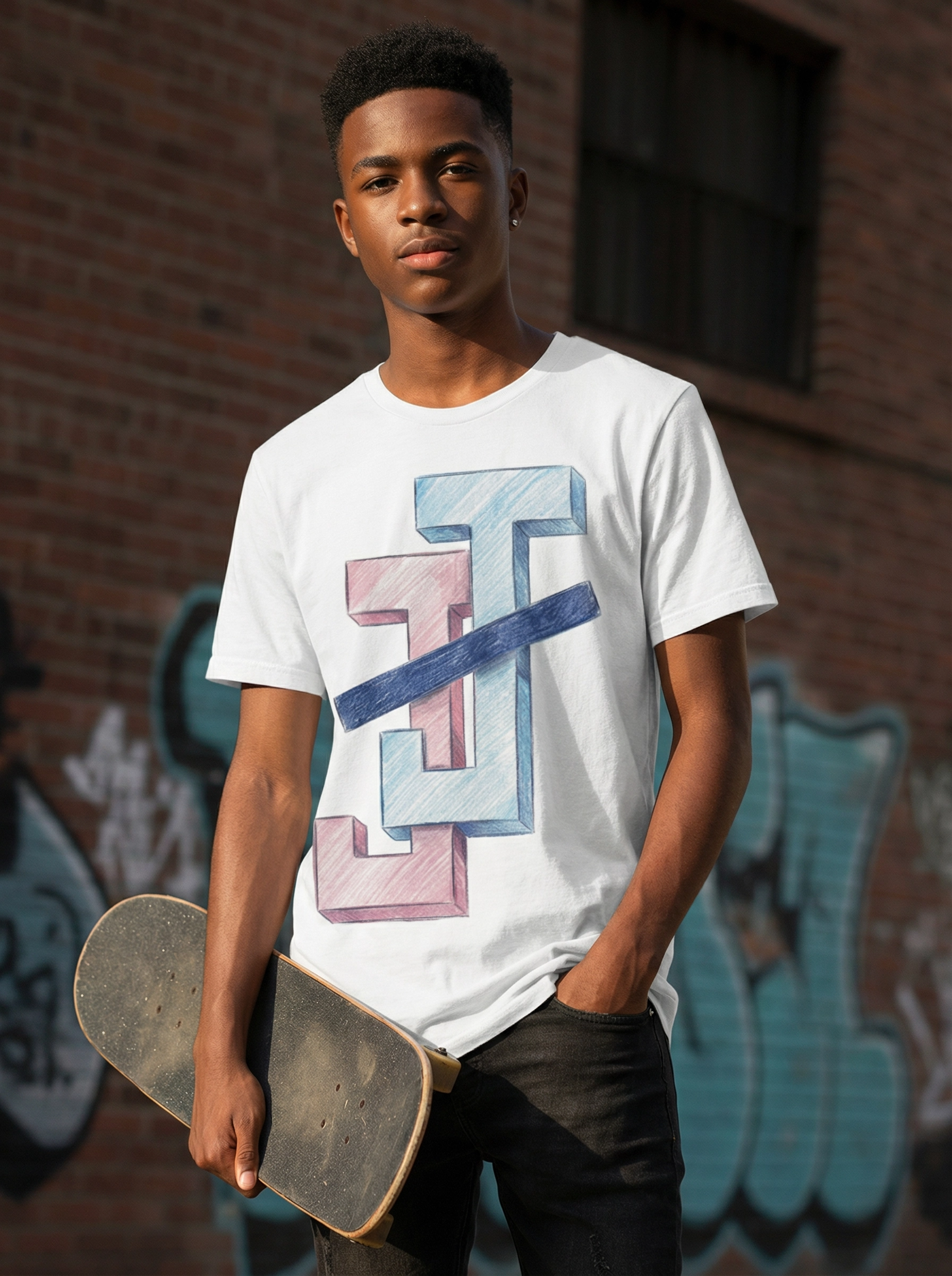 Artistic Interlocking J&J Tee - Teens alternate view