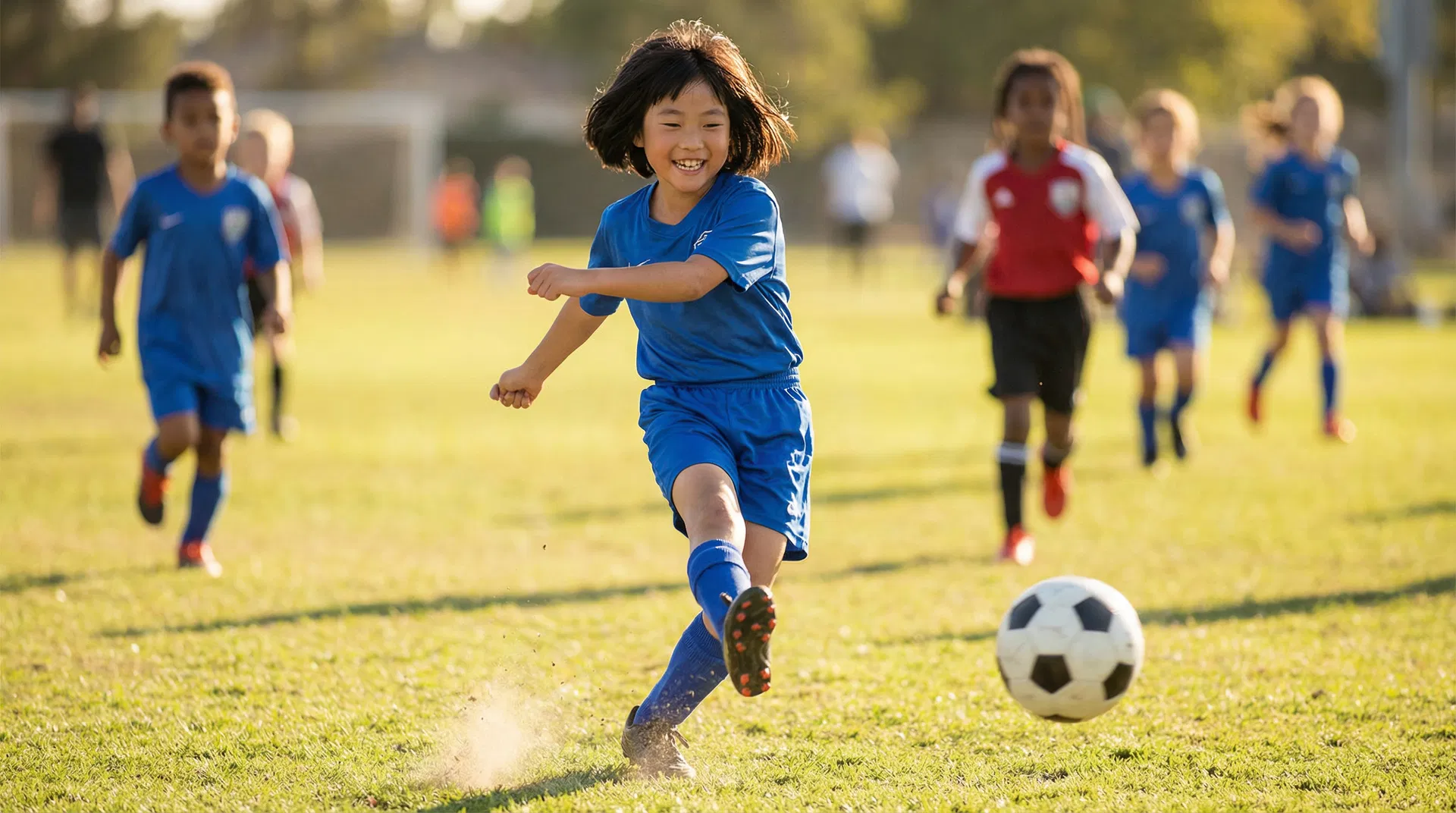Child playing outside in the sun