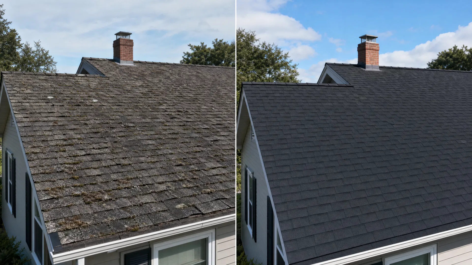 Before and after roof transformation