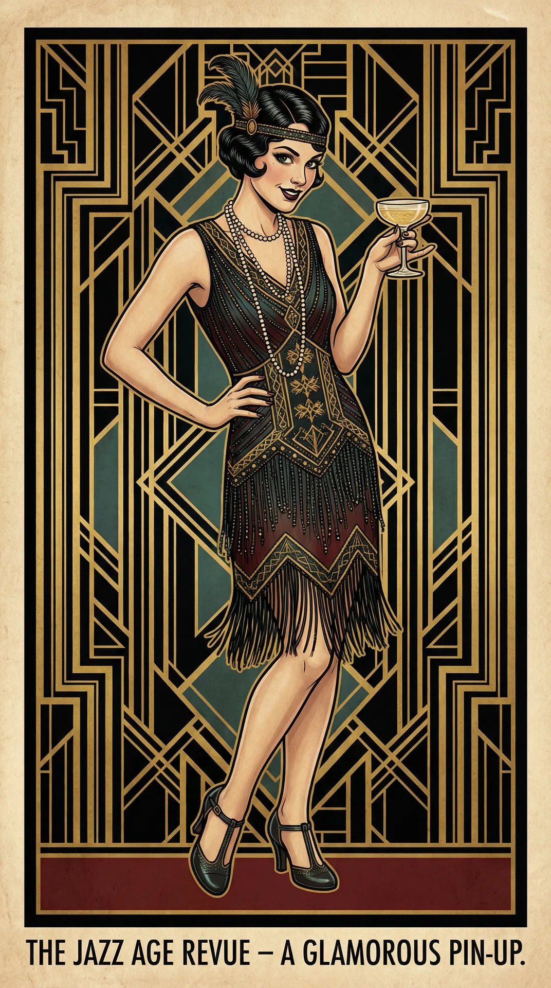 Jazz Age Glamour - 1920s flapper with art deco elegance