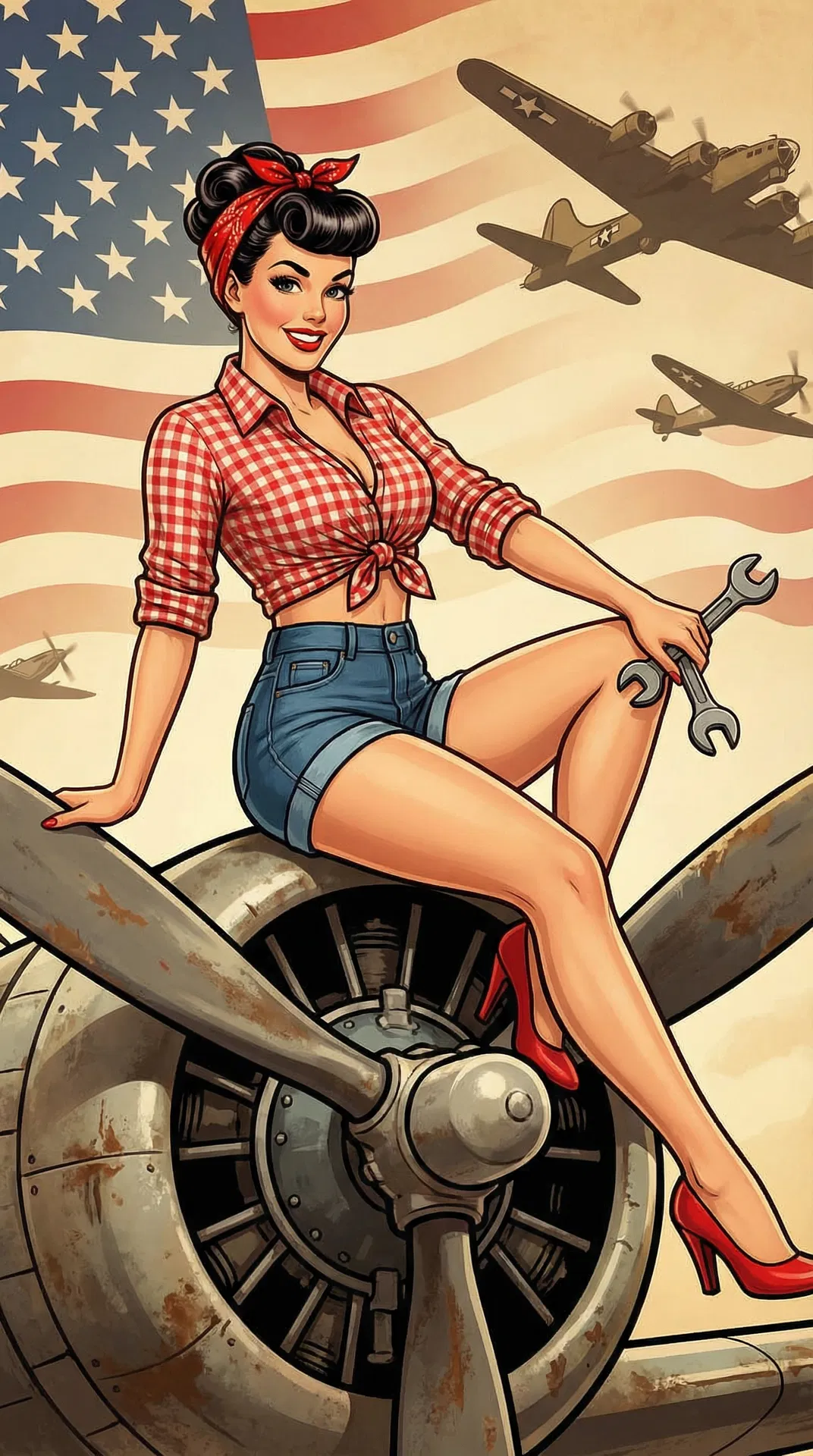 Victory Girl - Classic 1940s wartime pin-up with patriotic spirit