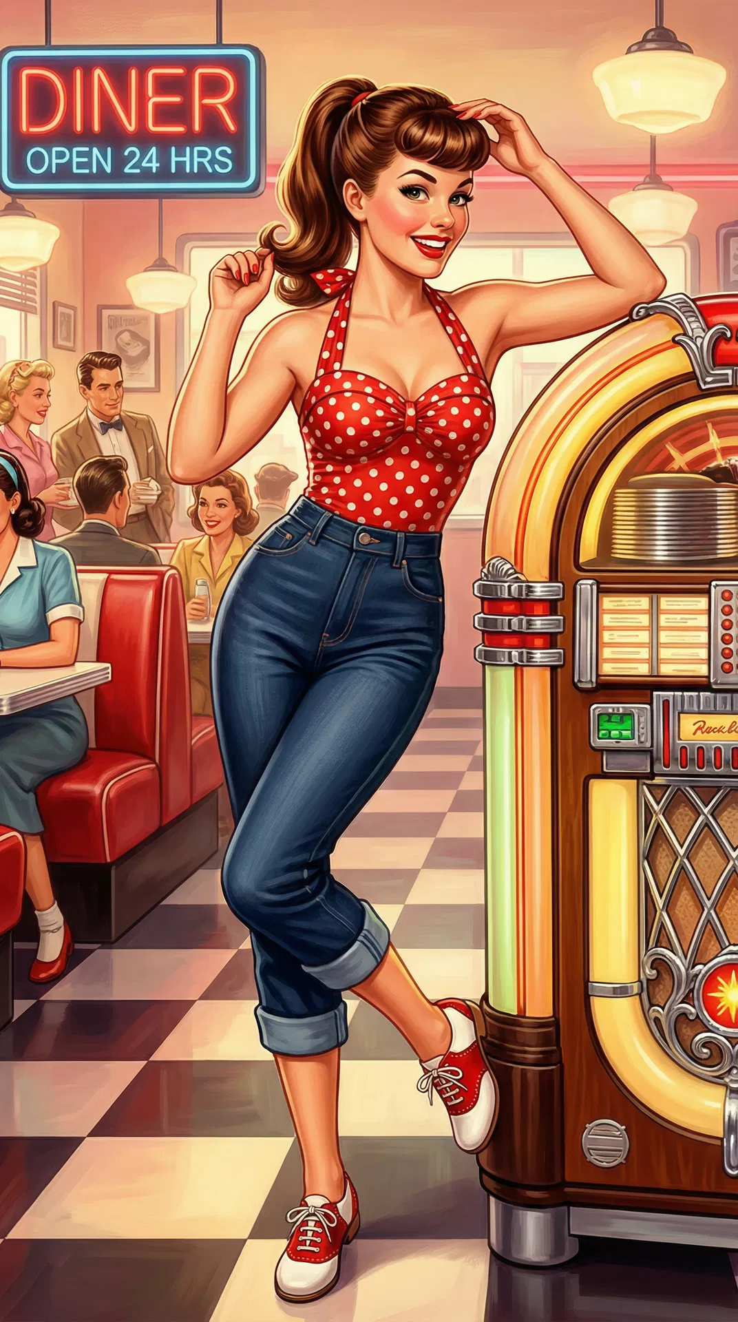 Golden Age Icon - 1950s rockabilly girl in the classic pin-up era