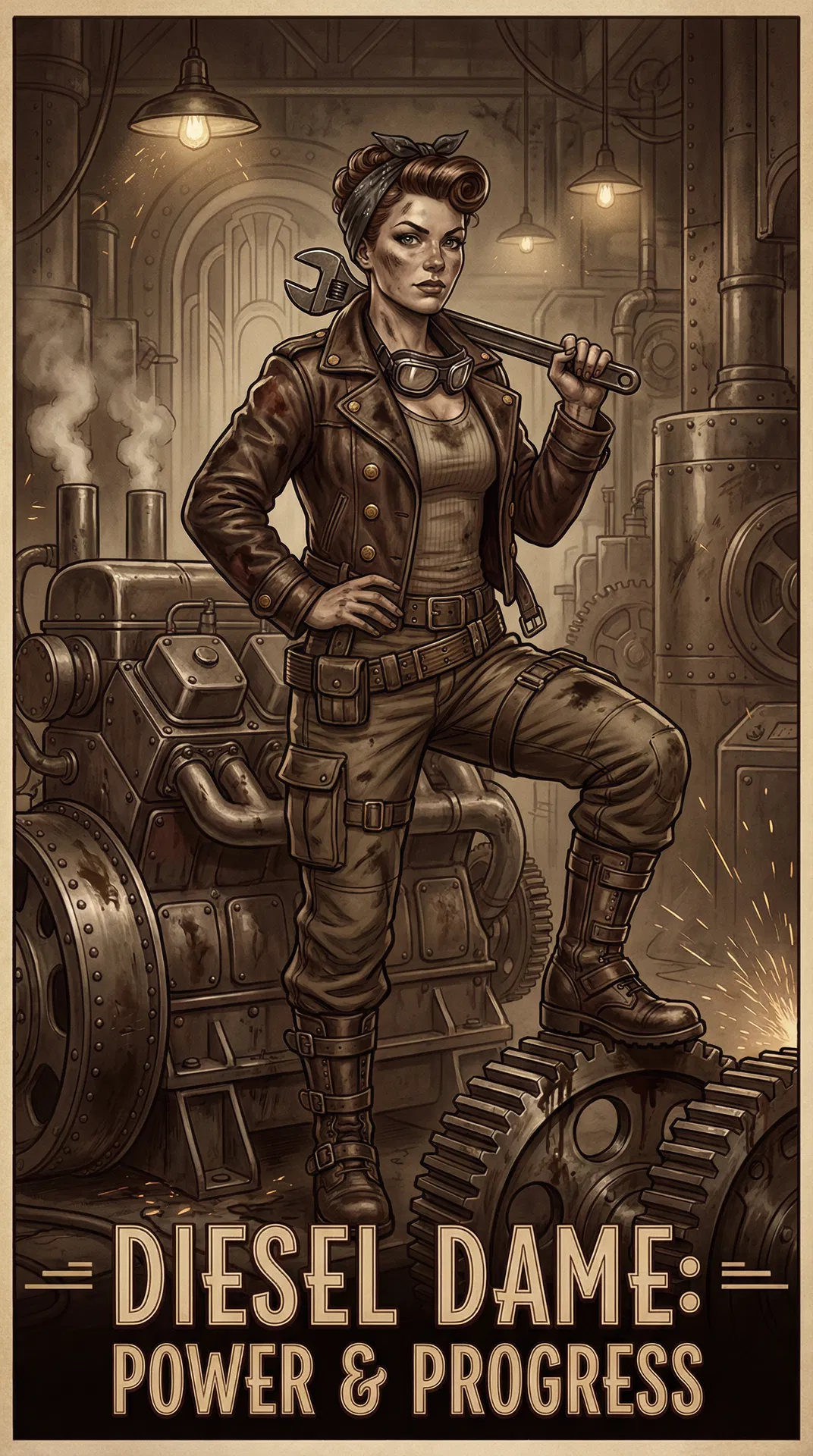 Diesel Dame - Dieselpunk industrial power and progress
