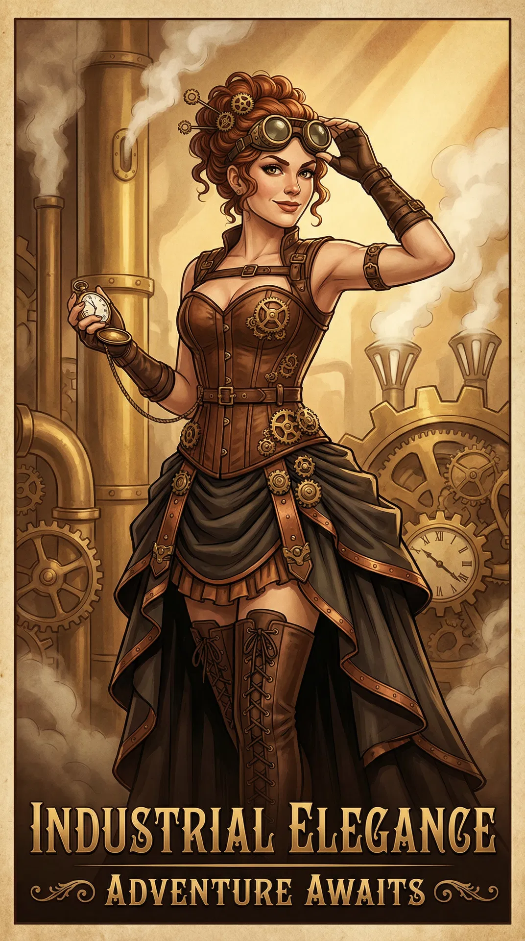 Industrial Elegance - Steampunk Victorian with brass and gears