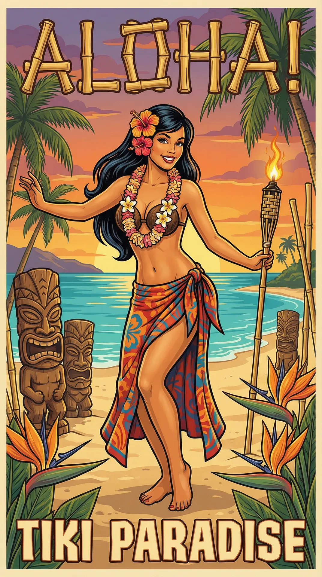 Tropical Paradise - Tiki island goddess with Polynesian charm