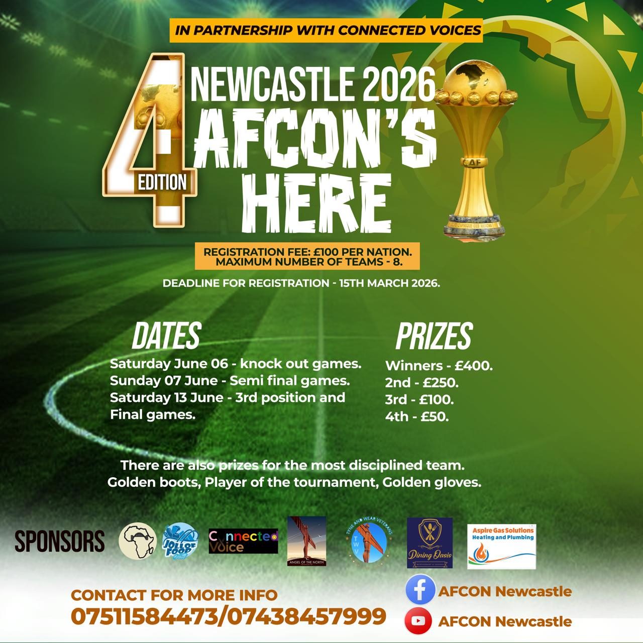 AFCON Newcastle 2026 — 4th Edition Football Tournament