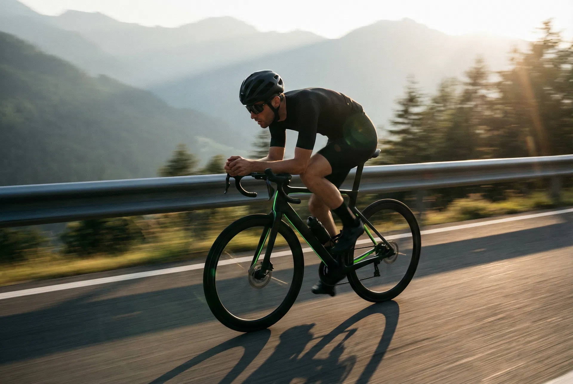 Rennradfahrer auf Bergpass