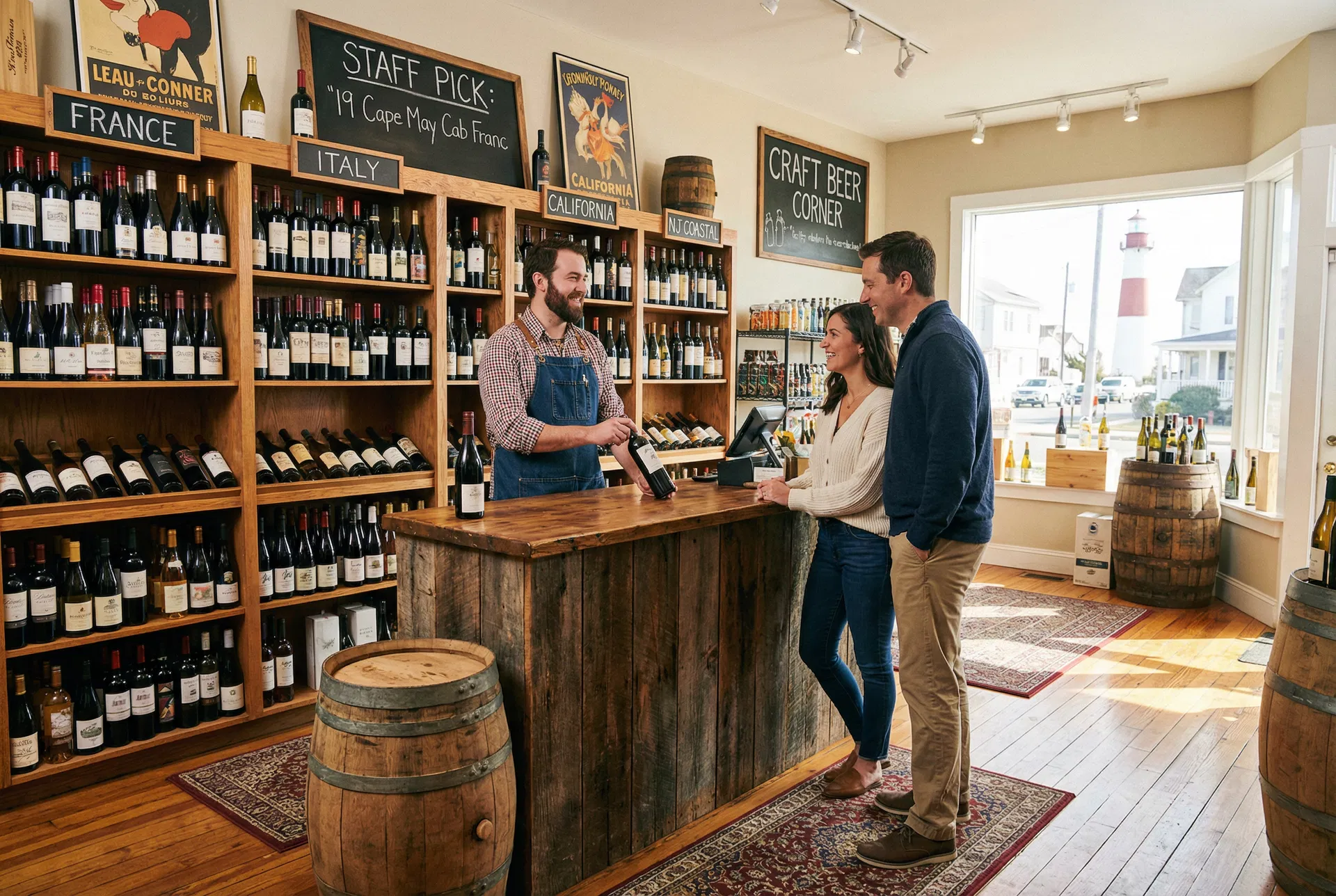 A charming wine shop in Cape May with curated selections