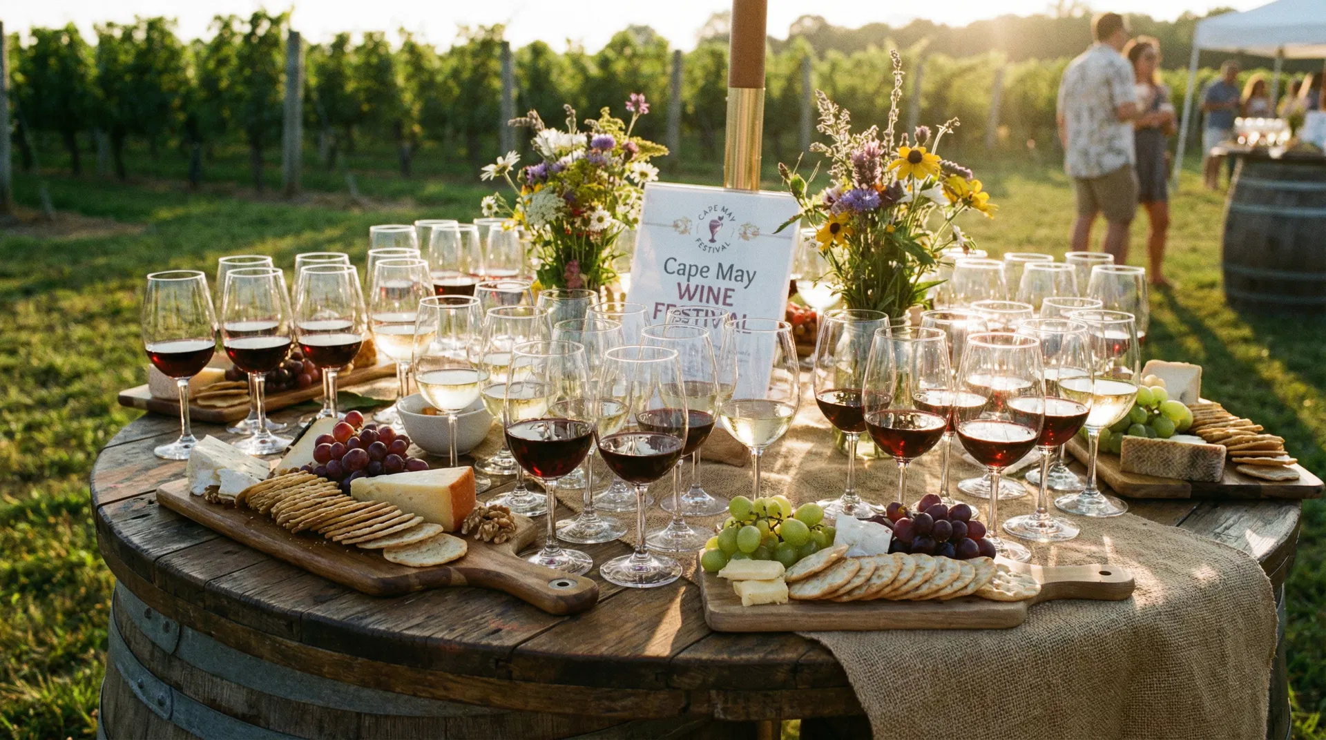 Wine tasting setup at the Cape May Food and Wine Festival