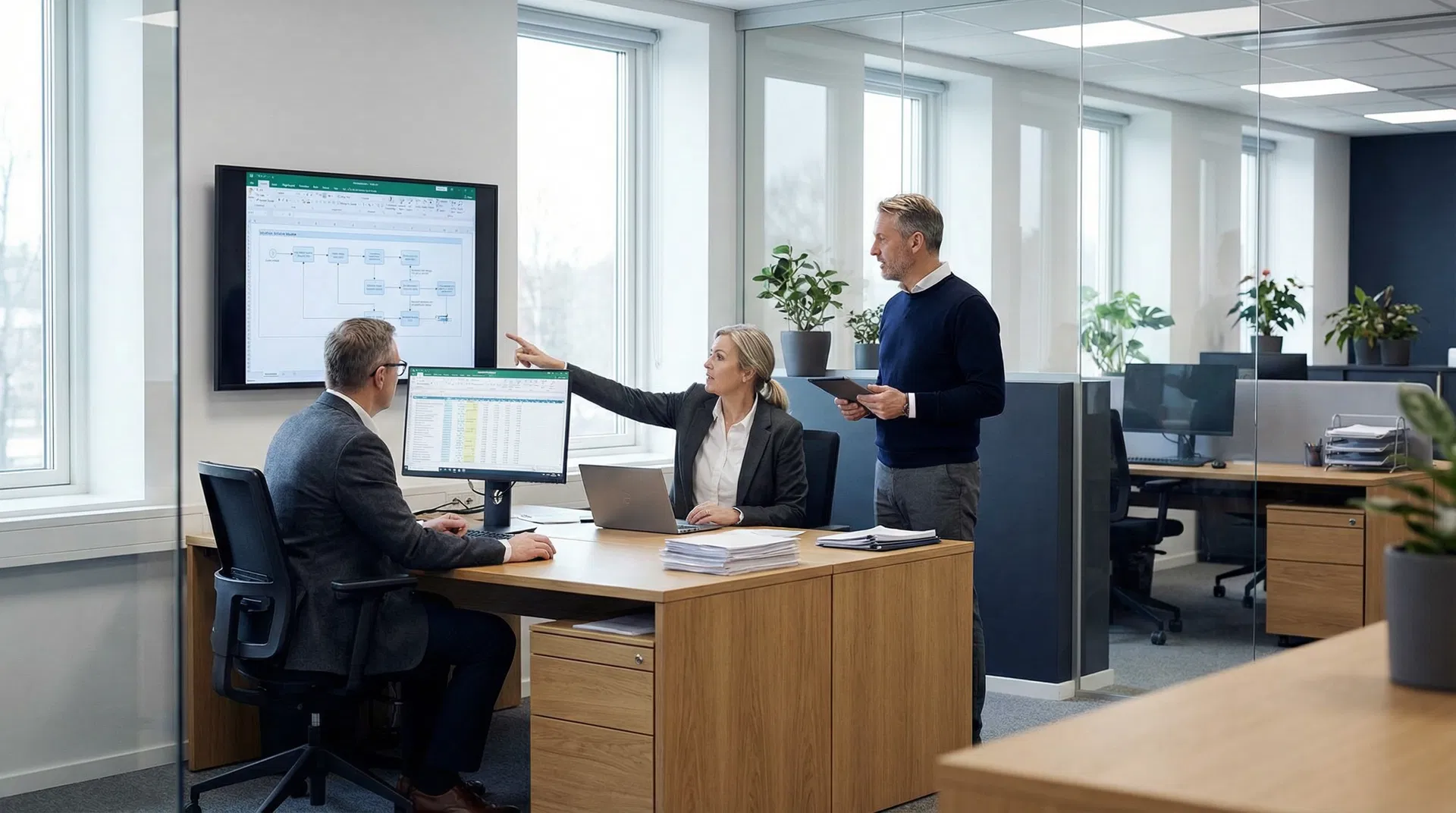 Accountancy practice team reviewing workflow