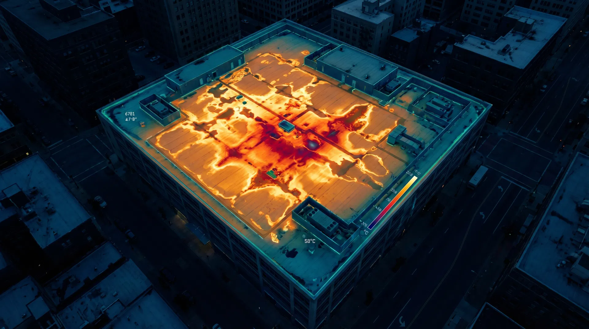 Thermal drone inspection of commercial rooftop