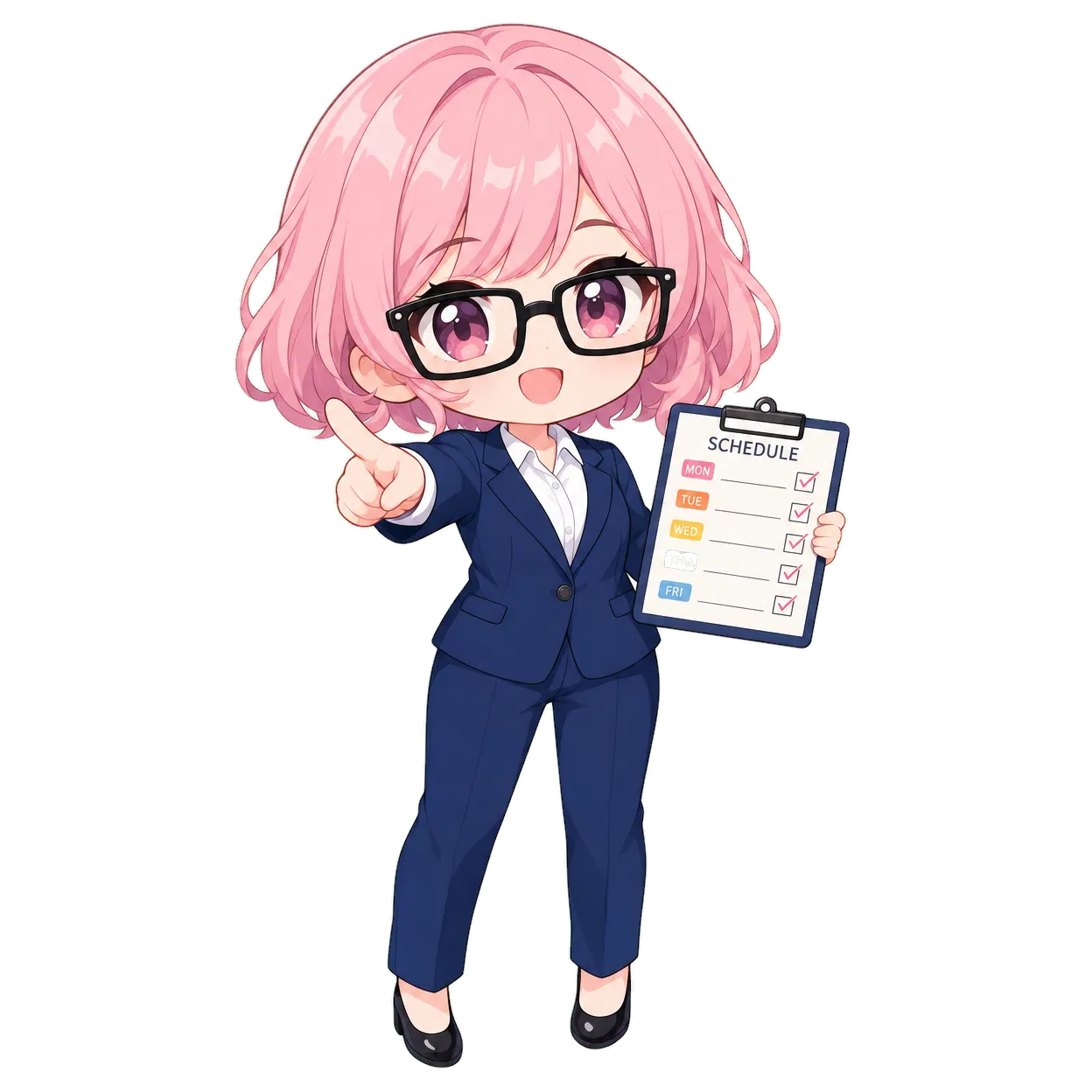 ScheduleFlow character pointing