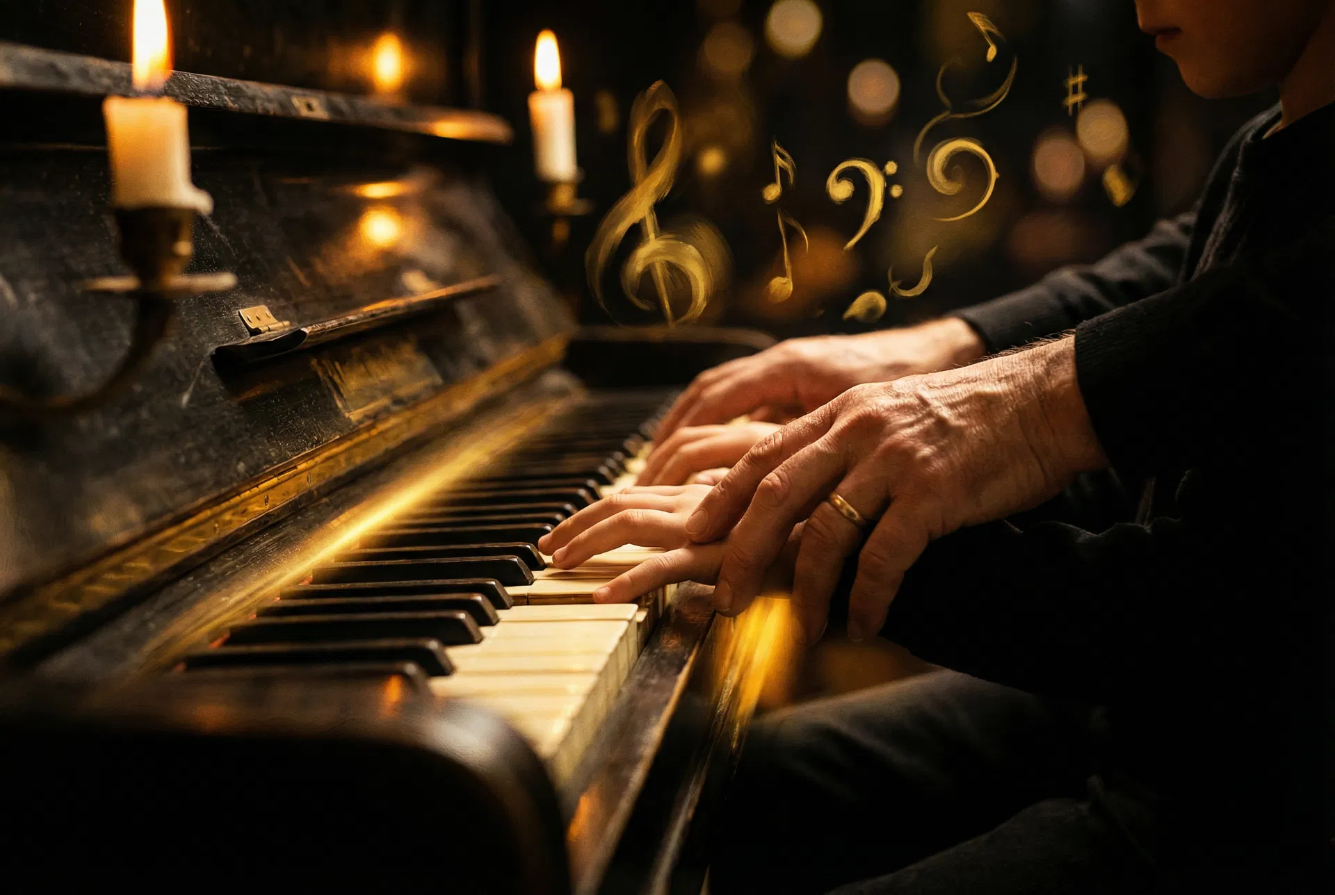 Keyboard lesson in progress