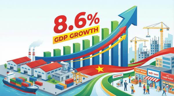 ベトナムの2026年GDP成長率は8.6%の見通し、公共投資と輸出が成長を牽引