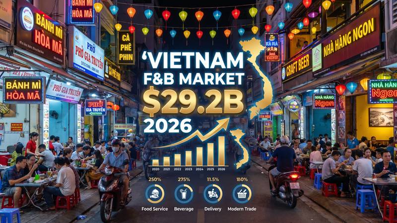 ベトナムF&B市場2026年予測：市場規模290億ドル突破へ、カフェ・外食産業の急拡大