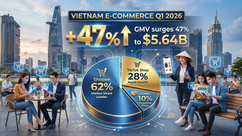 ベトナムEコマース市場Q1 2026：GMV47%増・56.4億ドルの急成長と成熟期への転換点