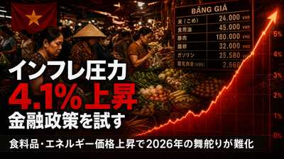 インフレ圧力の高まりがベトナムの金融政策を試す：食料品・エネルギー価格上昇で2026年の舵取りが難化